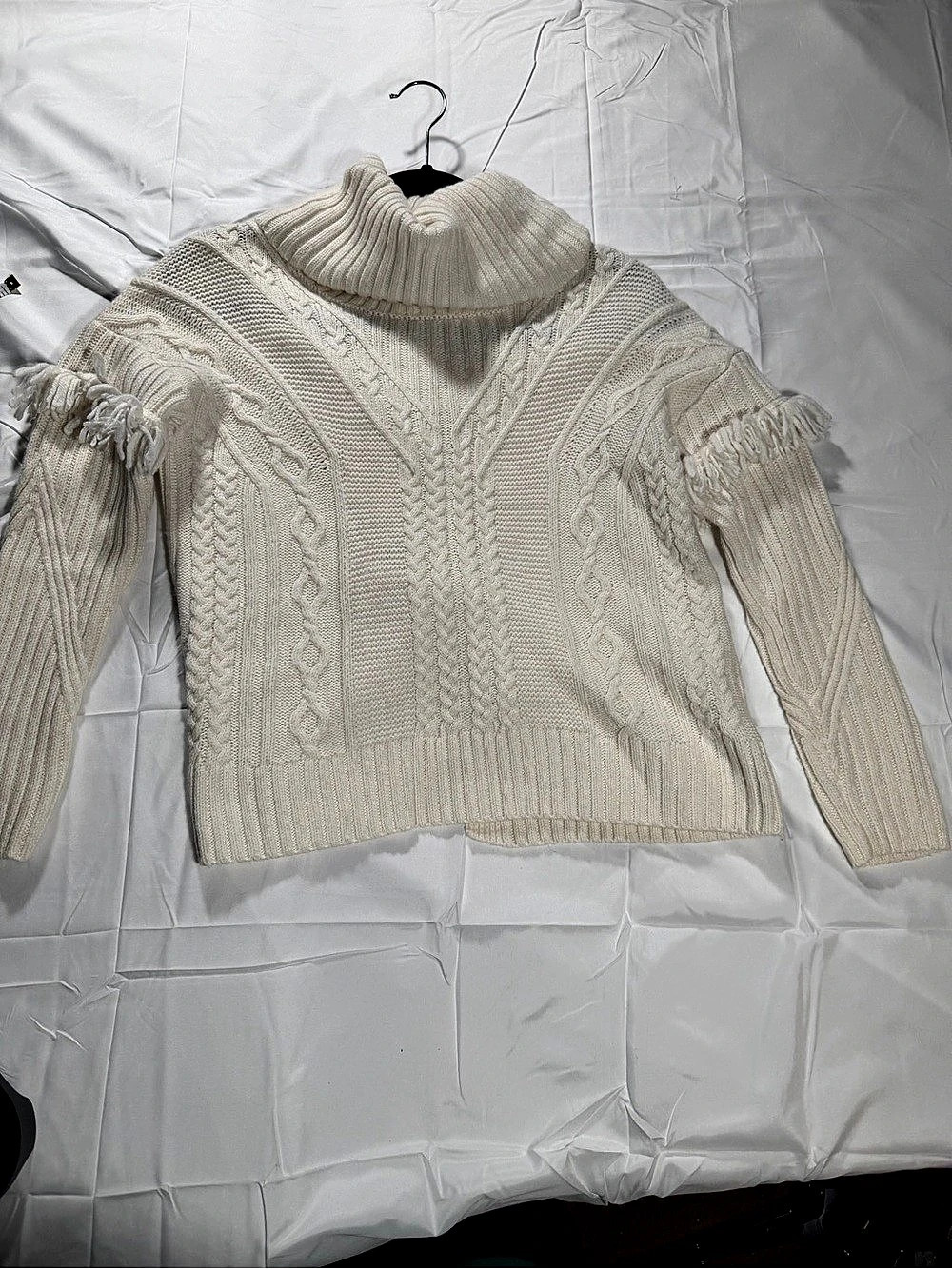 ARTISAN NY Cable Knit Cowl Neck Sweater Cream Size Small